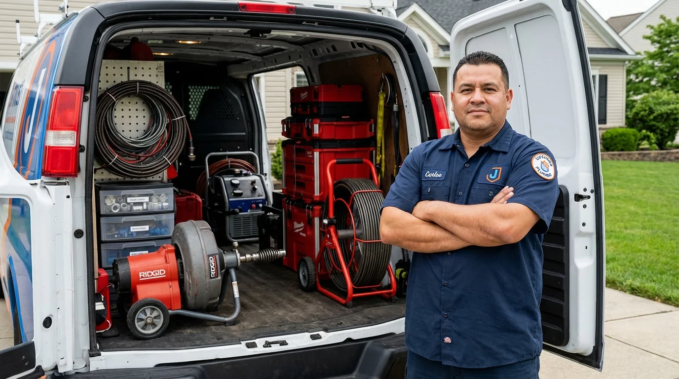 Professional drain cleaning equipment and Johns Plumbing LLC plumber in Owatonna